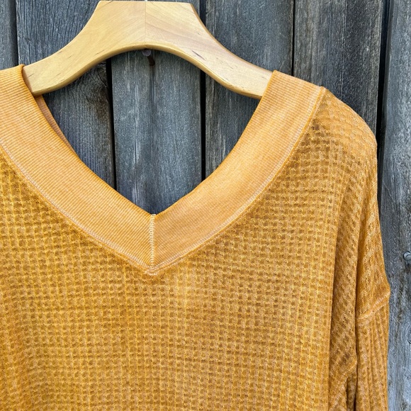 Free People We The Free South Side Thermal Top Mustard Yellow S - Picture 6 of 15